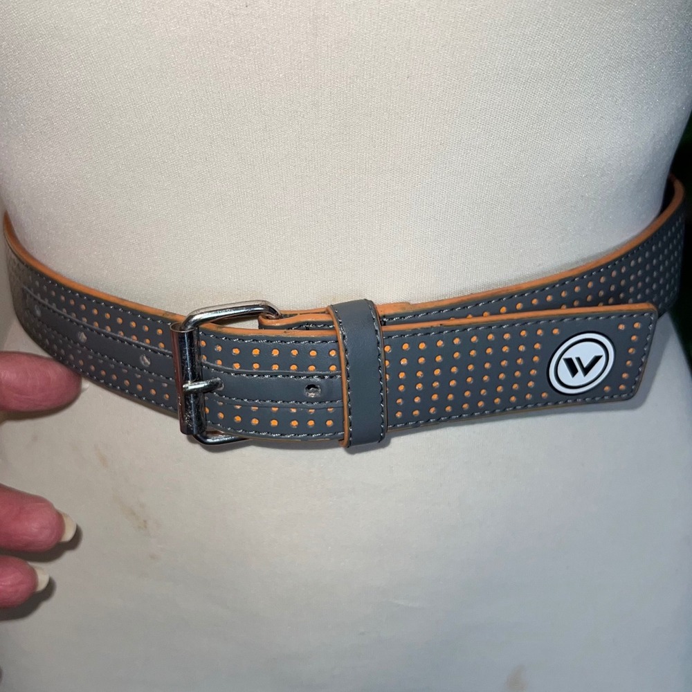 Shawn White Kids Belt Gray Orange Perforated Buckle Closure Non Leather‎